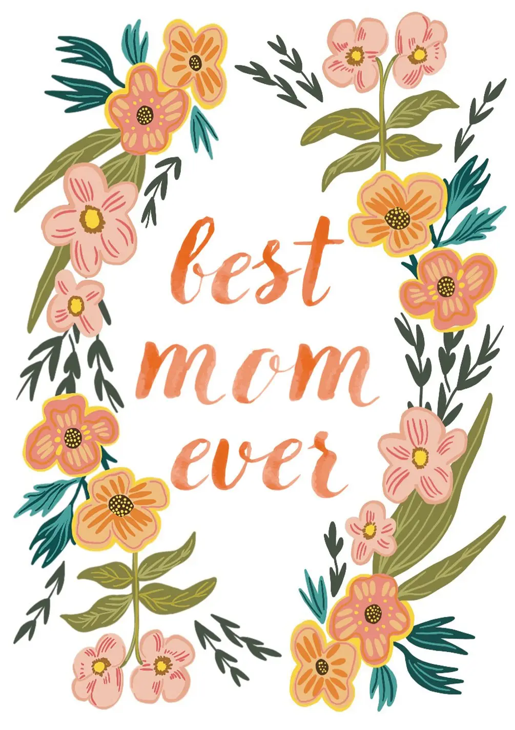 Best Mom Ever Watercolor Card