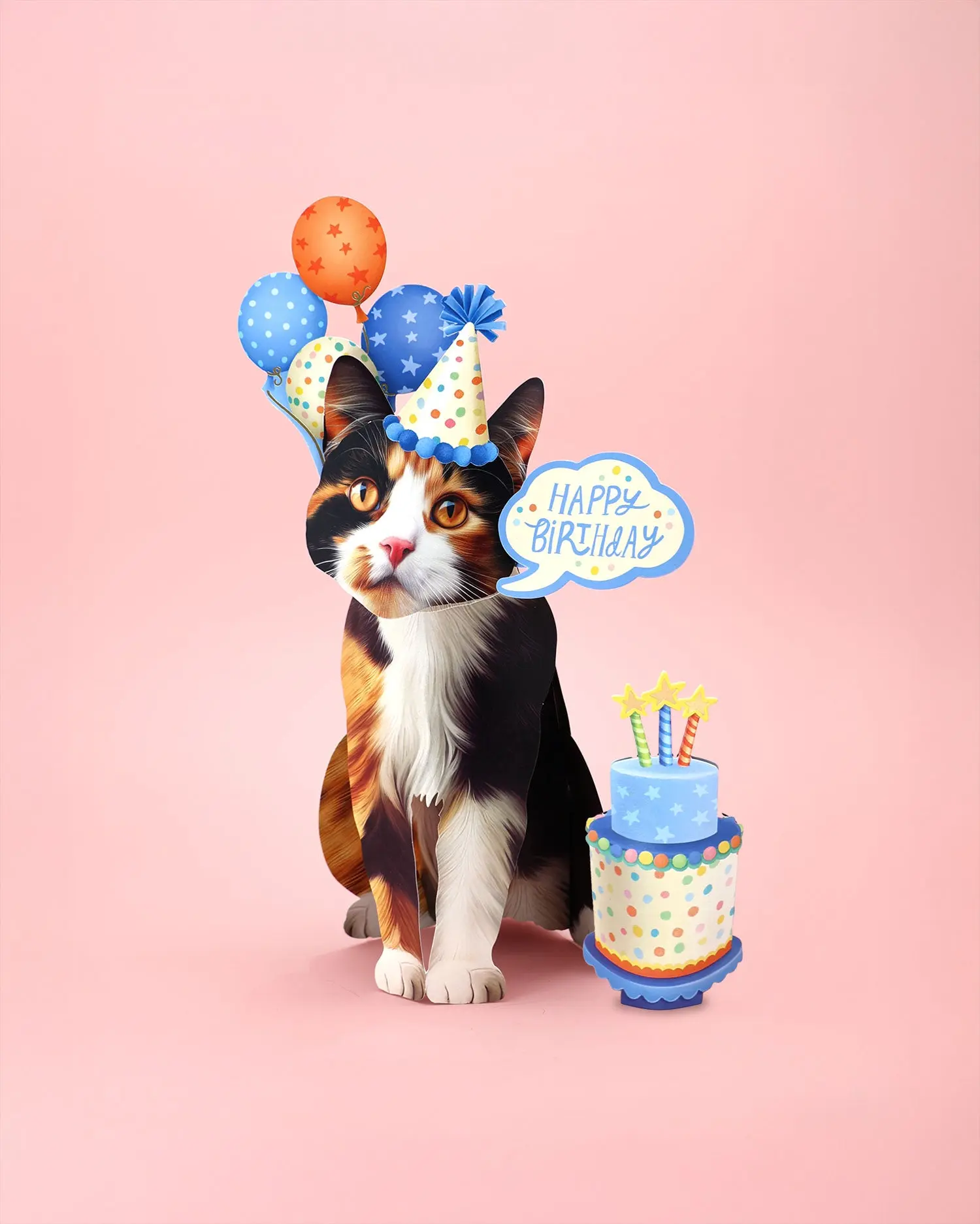 Birthday Calico Cat Pop-Up Card - Image 5