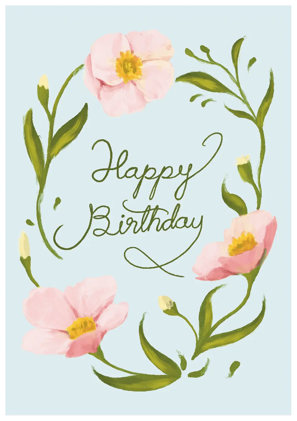 Blue Floral Birthday Card