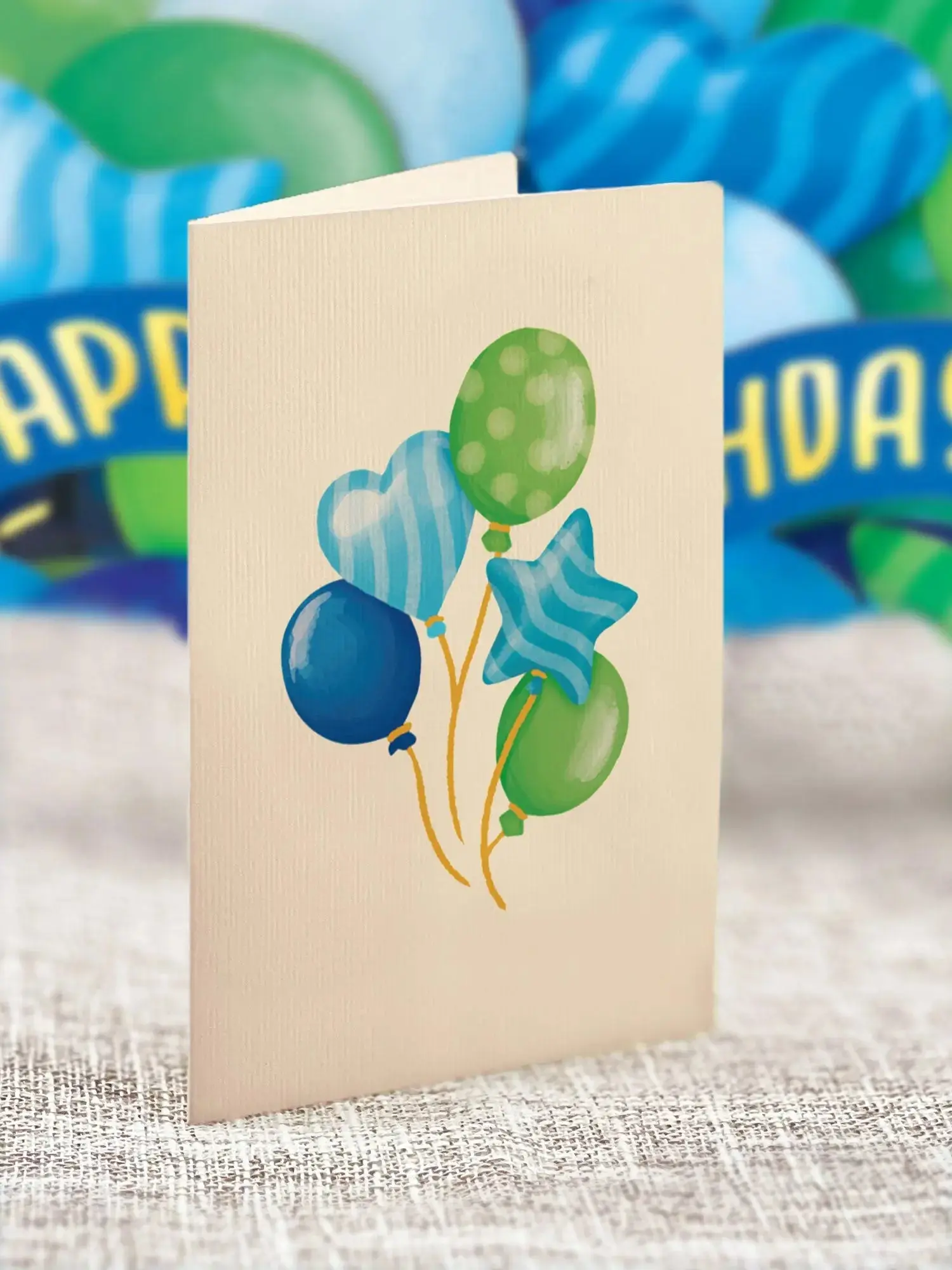 Mini Blue Birthday Balloons Pop-Up Card - Image 5