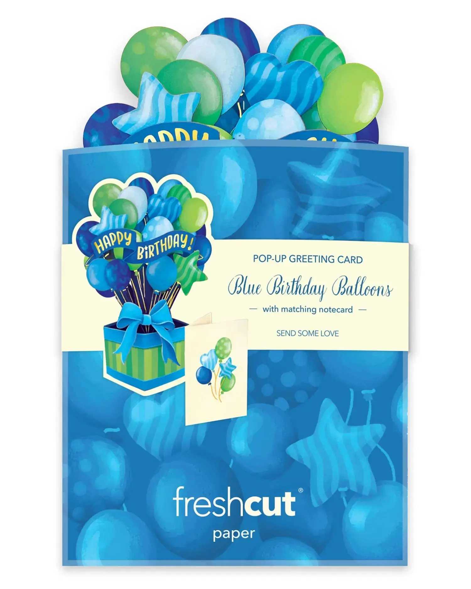Mini Blue Birthday Balloons Pop-Up Card - Image 6