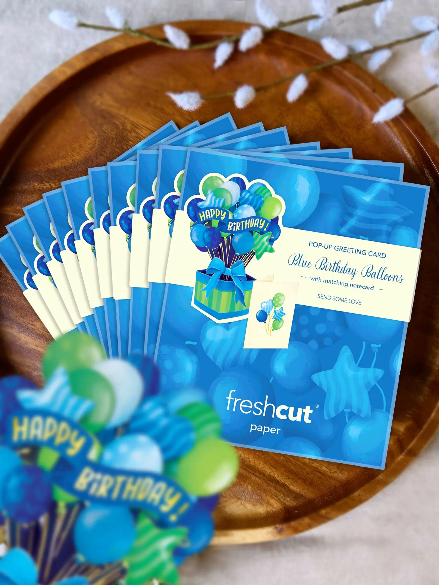 Mini Blue Birthday Balloons Pop-Up Card - Image 7