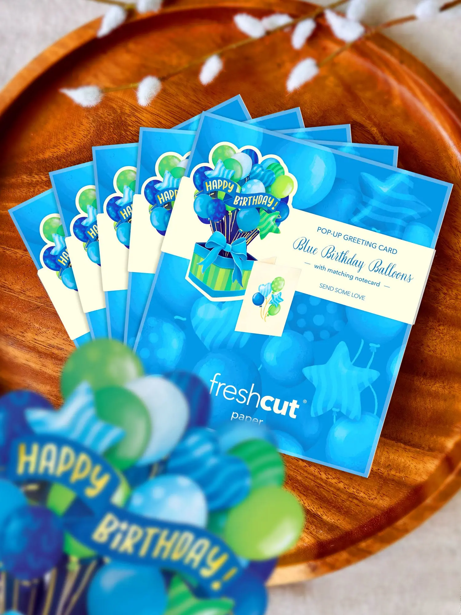 Mini Blue Birthday Balloons Pop-Up Card - Image 8