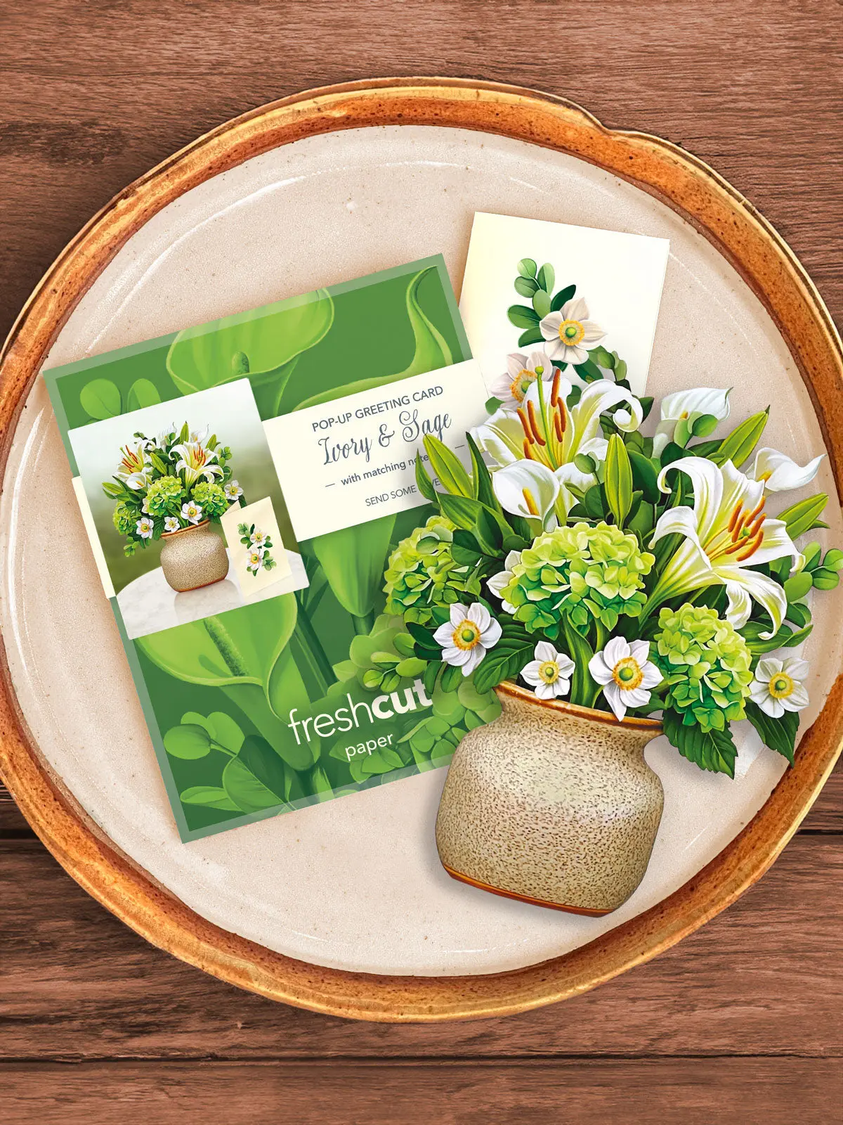 Mini Ivory & Sage Pop-Up Card - Image 4