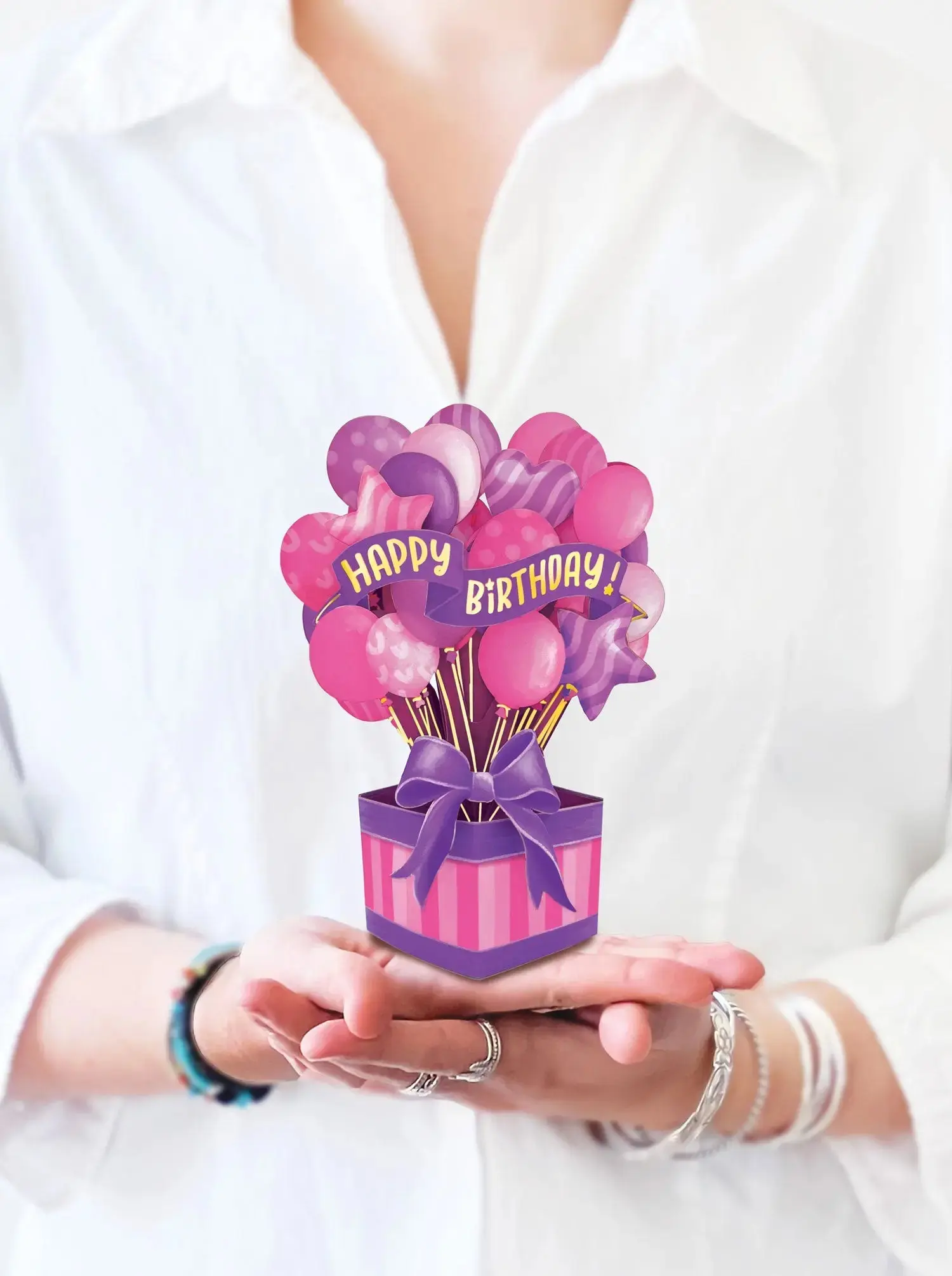 Mini Pink Birthday Balloons Pop-Up Card - Image 4
