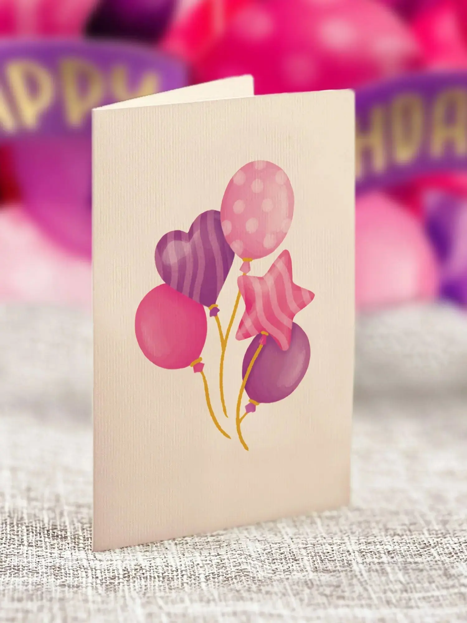 Mini Pink Birthday Balloons Pop-Up Card - Image 5
