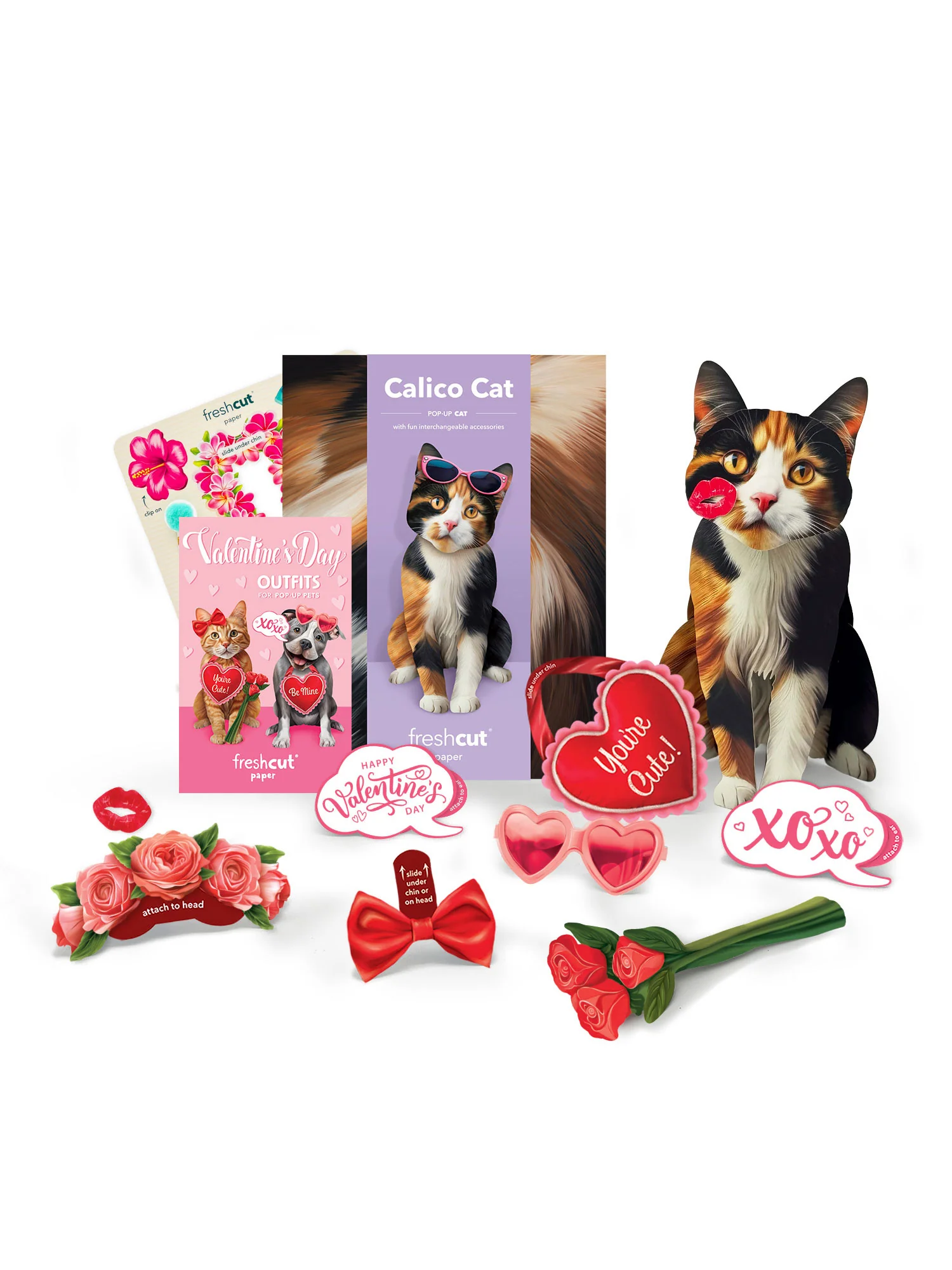 Valentine's Day Calico Cat Pop-Up Card - Image 2