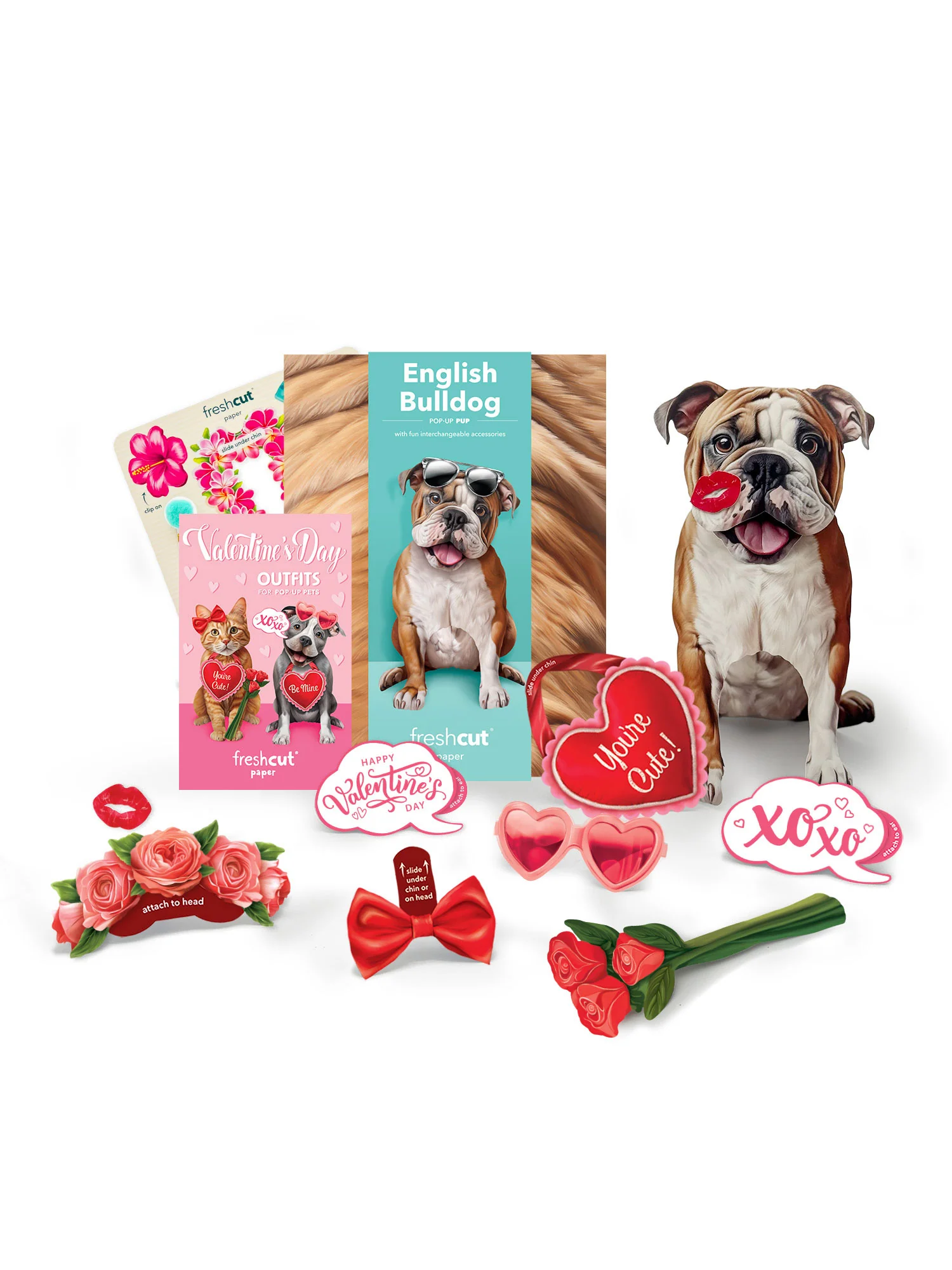 Valentine's Day English Bulldog Pop-Up Card - Image 2