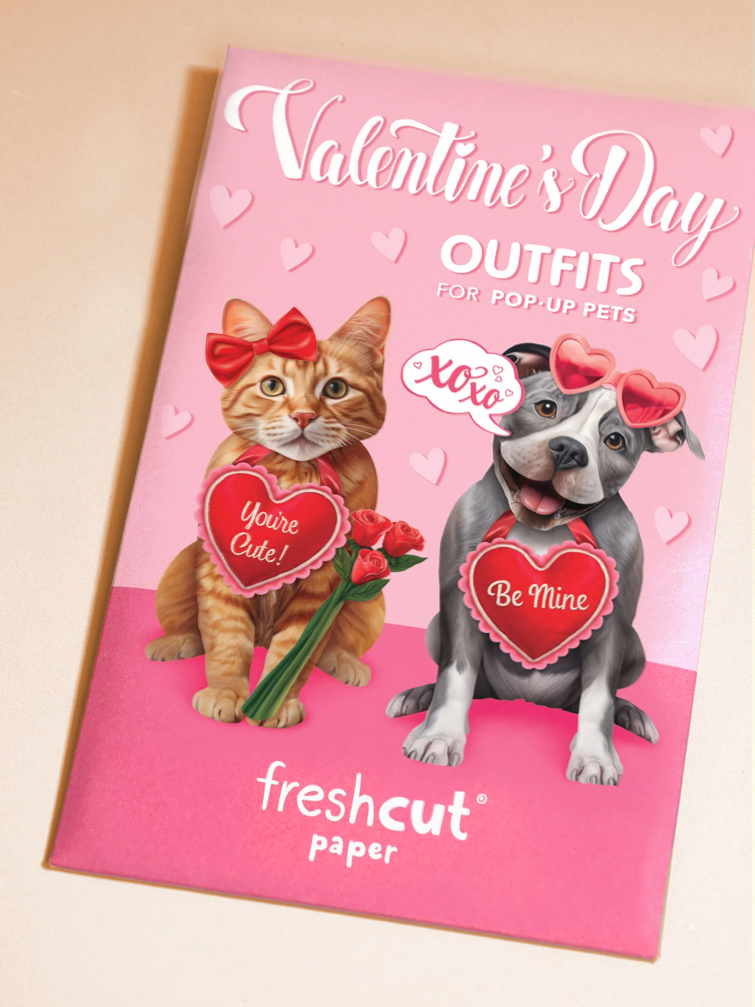 Valentine's Day Orange Tabby Cat Pop-Up Card - Image 3
